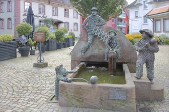 Fool's fountain by Walter Haaf 1971, carnival fountain, Swabian-Alemannic, carnival, four fools,