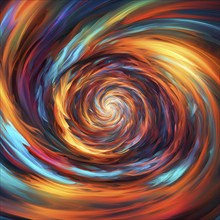 Abstract digital art capturing the essence of a swirling tunnel in vibrant colors in dynamic