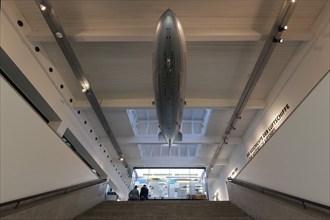 Model of the Hindenburg, Zeppelin airship LZ 129, stairway to the Zeppelin Museum Friedrichshafen,