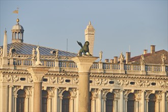 Detail of Doges palace in Venice, Italy, Europe