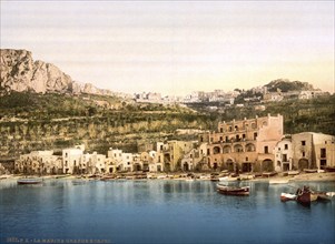 The town of Capri, Isle of Capri, Italy, c. 1895, Historical, digitally restored reproduction from