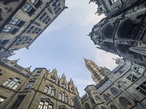 Munich City Hall, inner courtyard, view from the frog's perspective, Munich, Bavaria, Germany,