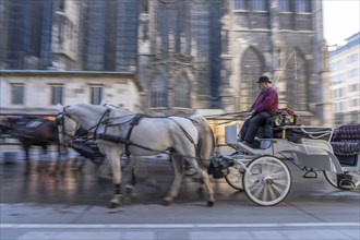 Fiaker in motion, Vienna, Austria, Europe