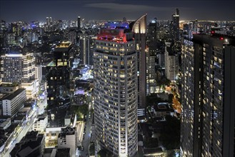 View over the skyline from the T-One Building, Sukhumvit Road, Phra Khanong neighbourhood, Bangkok,