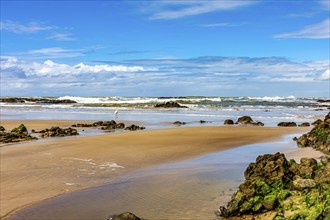 Rocky and deserted tropical beach in Serra Grande on the coast of Bahia, Brazil Serra Grande,