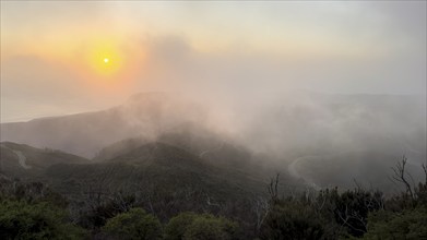 Sunset, view from the mountain Alto de Garajonay, Garajonay National Park, La Gomera, Canary