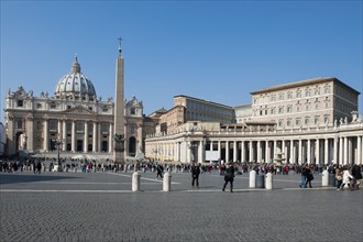 View over St Peter's Square with ancient Egyptian 4000 year old obelisk from Heliopolis to St