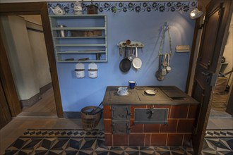 Cooker in the kitchen with furnishings around 1900, baker's house built in 1793, today Häckermueum,