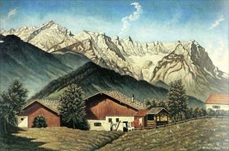 Alpenhof, Painting by Adolf Hitler (1889-1945), Historical, digitally restored reproduction from a