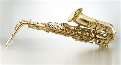 Saxophone in front of a white background, studio shot