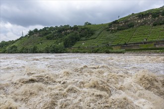 Symbolic image Extreme weather, global warming, climate change, floods, barrage on the Neckar