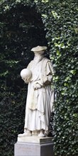 Sculpture by Gerhard Mercator in Carrara marble in the sculpture garden of the Small Zabel Square,