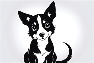 Abstract black icon of a charming dog, illustration on white background, AI generated