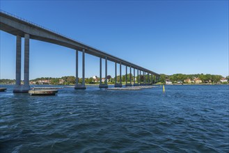 Svendborg, Sund Bridge from 1966, bridge pillar, Fyn, island of Funen, Baltic Sea, Denmark, Europe