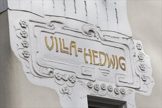 Villa Hedwig lettering, Art Nouveau façade from 1902, formerly the private hospital of Dr Albert