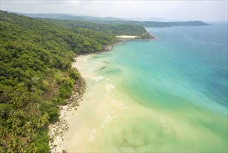 Aerial view of Khlong Yai Kee Beach, Ko Kut Island or Koh Kood in the Gulf of Thailand