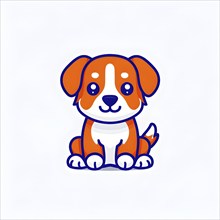 A simple cartoon dog with a white background, abstract illustration, AI generated