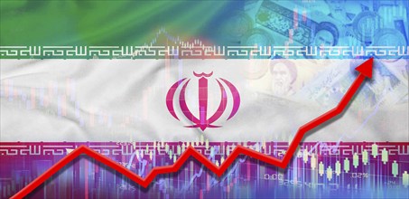 Iran financial growth on market graph. Iran economic growth on financial graph