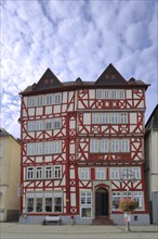 Half-timbered house Alte Post built in 1676, market square, Butzbach, Wetterau, Hesse, Germany,