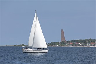 Sailboat, Naval Memorial, Laboe, Kieler Woche, Kiel Fjord, Kiel, Schleswig-Holstein, Germany,