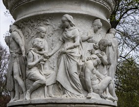 Detail photo, figures and sculptures at the base of the Queen Louise Monument, in the Großer