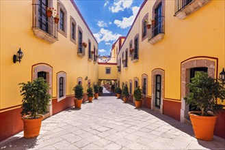 Zacatecas, Mexico, colorful colonial old city streets in historic center near central cathedral,