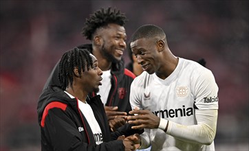 Final cheer, joy, Jeremie Frimpong Bayer 04 Leverkusen (30) (left) Edmond Tapsoba Bayer 04