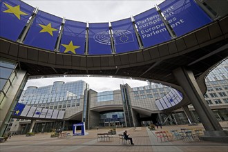 Entrance to the Altiero Spinelli Building, Modern Building Complex of the European Parliament,