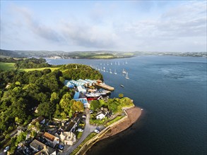 UK Docks Mashfords from a drone, Shipyard in Cremyll, Tamar Estuary, Cornwall, England, United