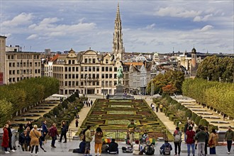 Mont des Arts, a popular and lively historic square with a view of the King Albert Monument and the