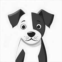 A simple cartoon dog with a white background, abstract illustration, AI generated