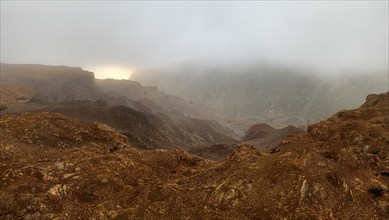 Sunrise, cliffs, view towards Teide on Tenerife, La Gomera, Canary Islands, Spain, Europe