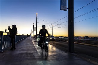 Traffic on the Kennedy Bridge, middle of the 3 Rhine bridges in Bonn, connects the centre of Bonn