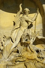 Fountain figure of Neptune with trident, fountain in the side wing, Eszterhazy Castle, also known