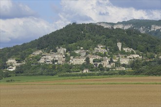 View of Châteauneuf-de-Mazenc, La Bégude-de-Mazenc, Chateauneu, Begude, Drôme, Provence, France,