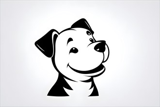 Abstract black icon of a charming dog, illustration on white background, AI generated