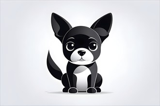 Abstract black icon of a charming dog, illustration on white background, AI generated