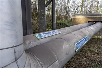 Pipelines for district heating, at the Thyssenkrupp Steel site in Duisburg Marxloh, waste heat from