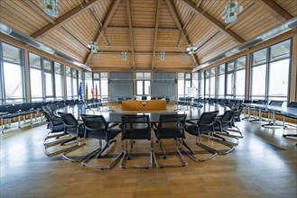 Spacious conference room with a dominant wooden structure and professional ambience, Nagold Town