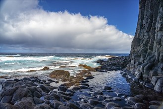 Basalt rocks at the Charco de la Laja natural swimming pool, El Hierro, Canary Islands, Spain,