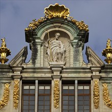 Baroque façade of the guild house La Brouette with St Aegidius, Guild of Fat Makers, Grand-Place,