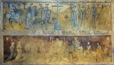 Ennezat. The Saint-Victor-et-Sainte-Couronne collegiate church. Dict (mural painting technique) of