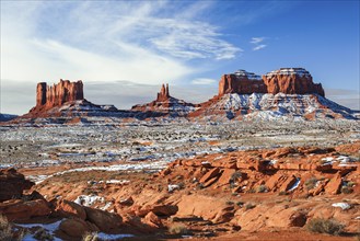 Monument Valley in Winter, Table Mountains and Monolites, Utah, USA, North America