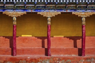 Architecture In Thiksey gompa (Tibetan Buddhist monastery) . Ladakh, India, Asia