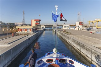 Entering the Nile Lock, Esna, Egypt, Africa