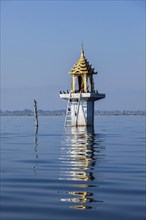 Buddhist shrine in water, Inle lake, Myanmar, Asia