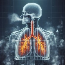 Air Pollution city and people suffers lung disease. Industrial pollution. Industrial smoke. Human