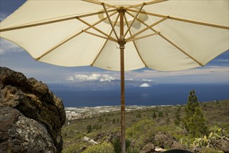 Panorama from Mirador de Chirche over Guia de Isora and Playa de San Juan to the west coast, with