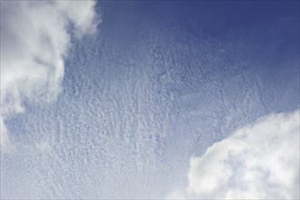 Cirrocumulus clouds against blue sky, Belgium, Europe