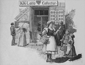 Receipt office for number lottery, Kollektur, 1897 in Vienna, Austria, Historic, digitally restored